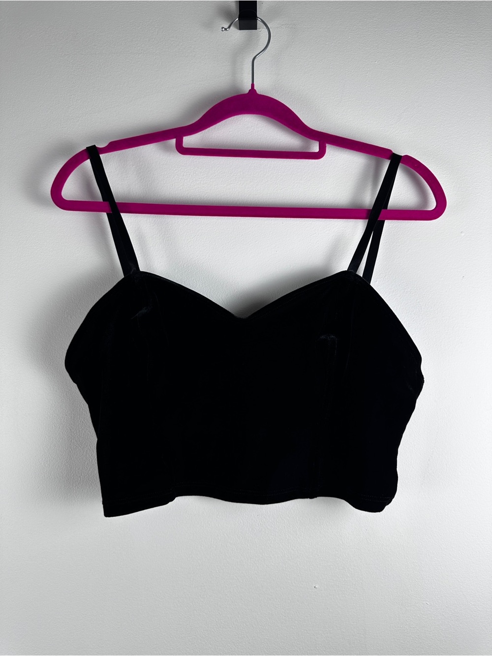 American Apparel Black Velvet Corset Bustier Crop Top Size Medium